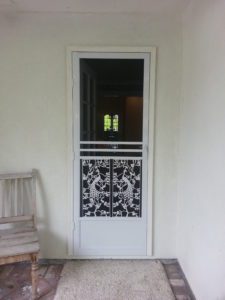 white color design on glass door