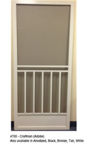 Craftsman door available in various colors like Anodized, Black, Bronze, Tan, White