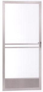 white door with a horizontal handle, featuring a simple and modern design