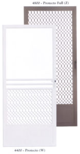 two security doors, one white with a solid frame and another in brown